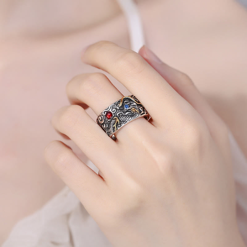 Ring Kupfer Drachen Balance Fengshui Schutz am Finger getragen