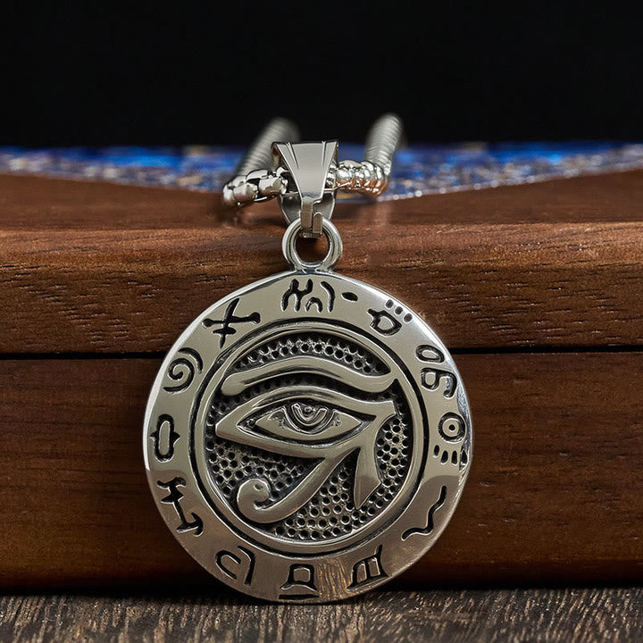 Ägyptisches Auge Silberanhänger Kette Titanstahl Böses Auge Balance elegant