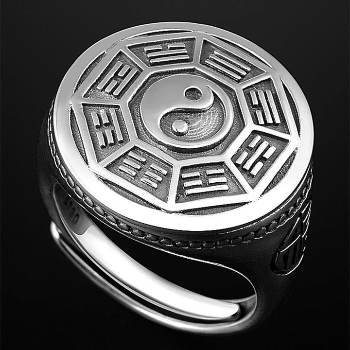 Yin Yang Ring mit Ba Gua Symbolen Kupfer Fengshui Schutz
