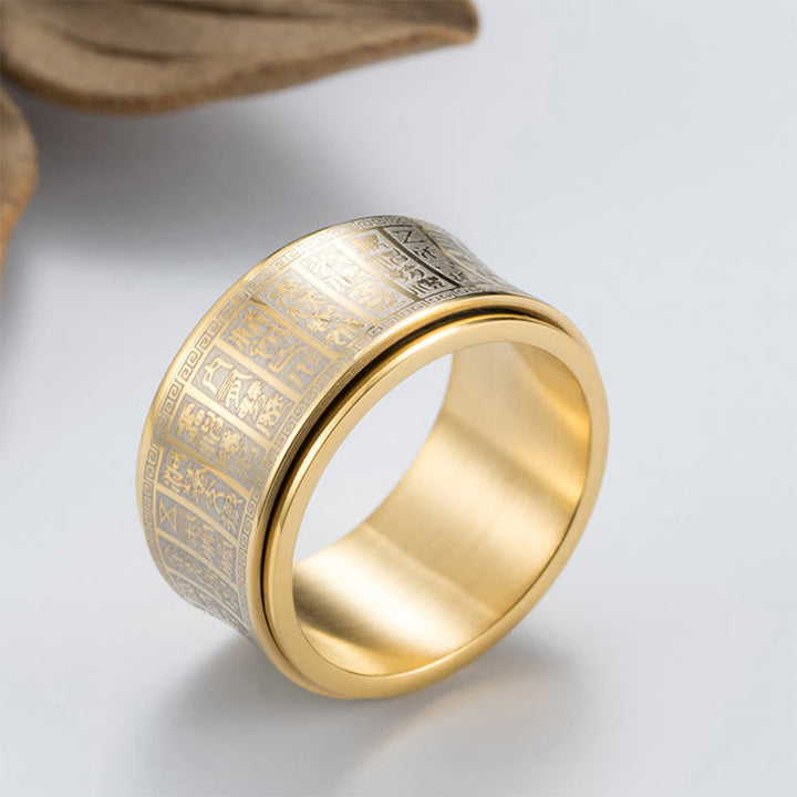 Ring Titanstahl Mantra Siegel Balance Fengshui Schutz Harmonie