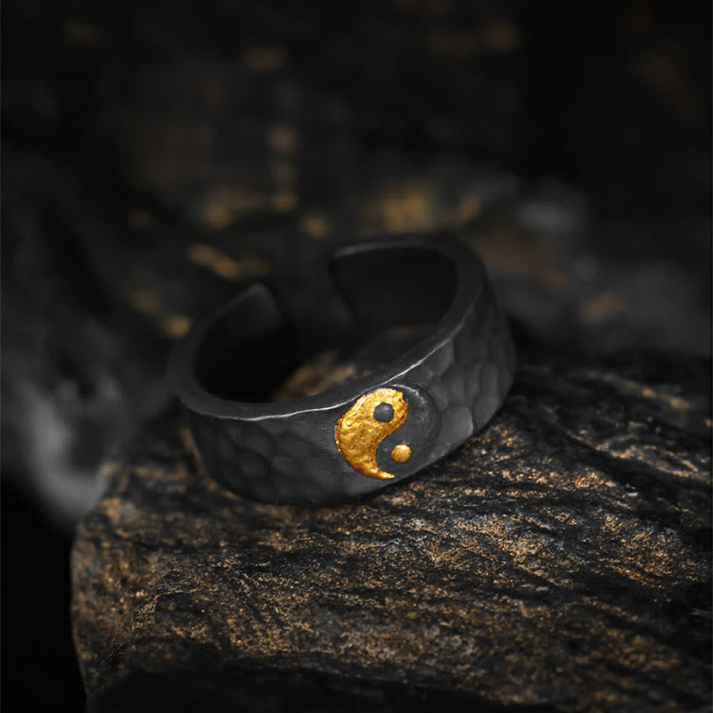 Ring 925 Silber Gold Yin Yang Balance Harmonie Meditation Spirituell