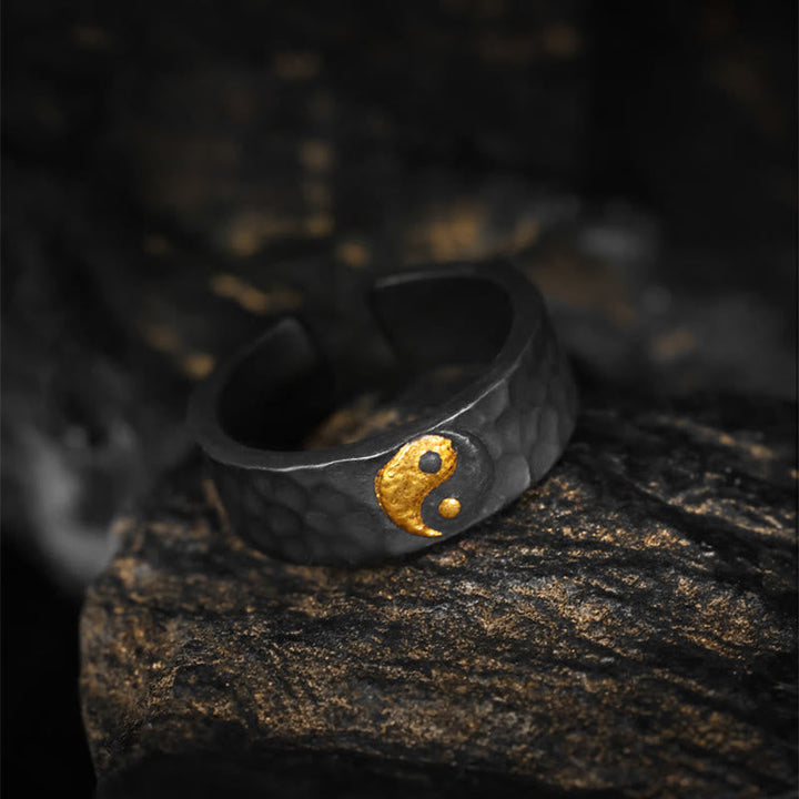 Ring 925 Silber Gold Yin Yang Balance Harmonie Meditation Spirituell