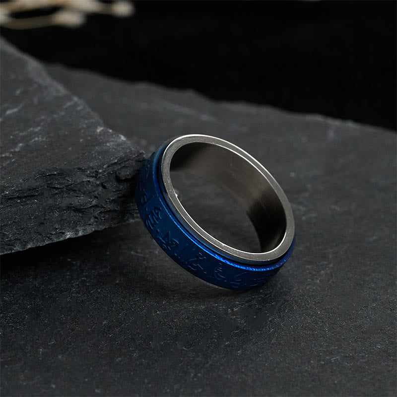 Ring Titanstahl Blauer Apotheker Mantra Balance Fengshui Schutz Energie