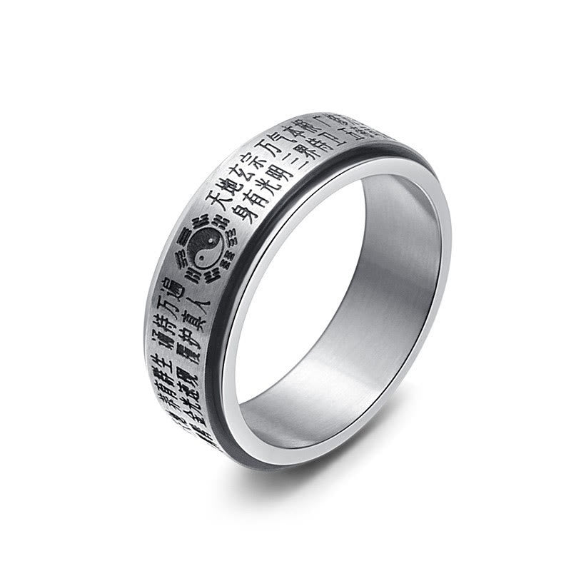 Ring Titanstahl Yin Yang Bagua Balance Meditation Fengshui Schutz