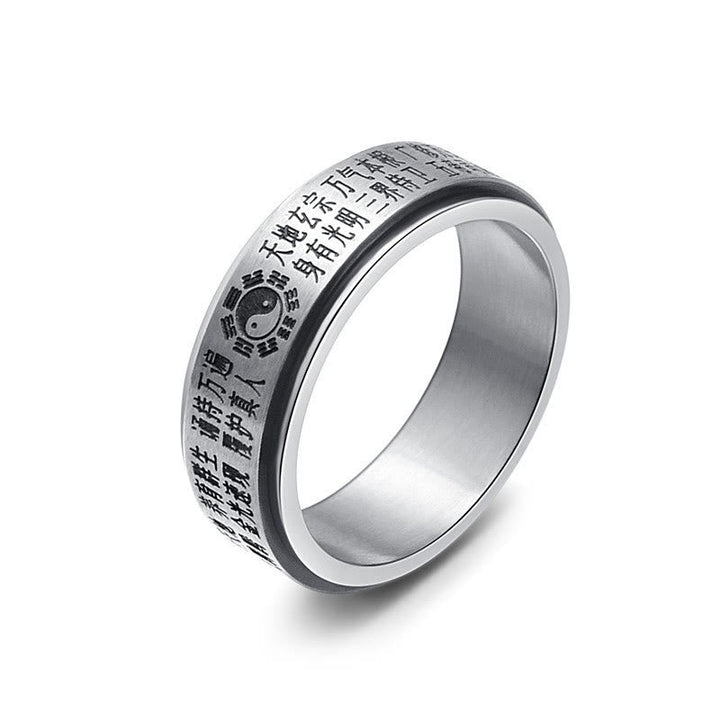 Ring Titanstahl Yin Yang Bagua Balance Meditation Fengshui Schutz
