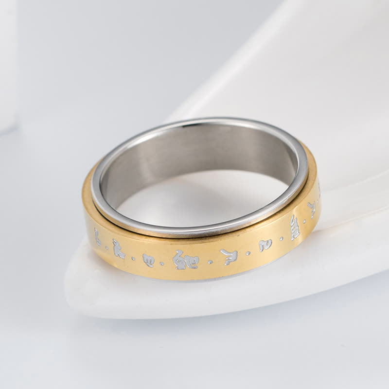Ring Titanstahl Mantra Balance zweifarbig Gold Silber vergoldet