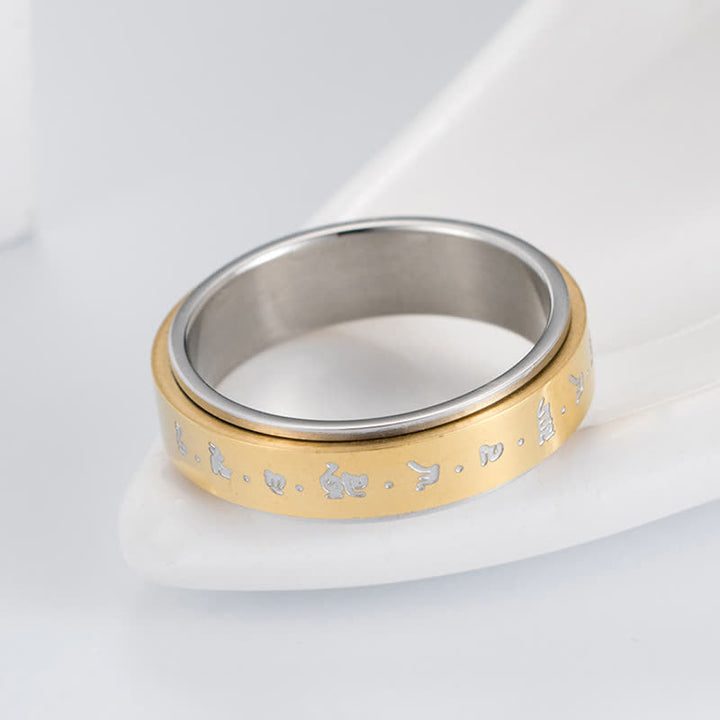 Ring Titanstahl Mantra Balance zweifarbig Gold Silber vergoldet