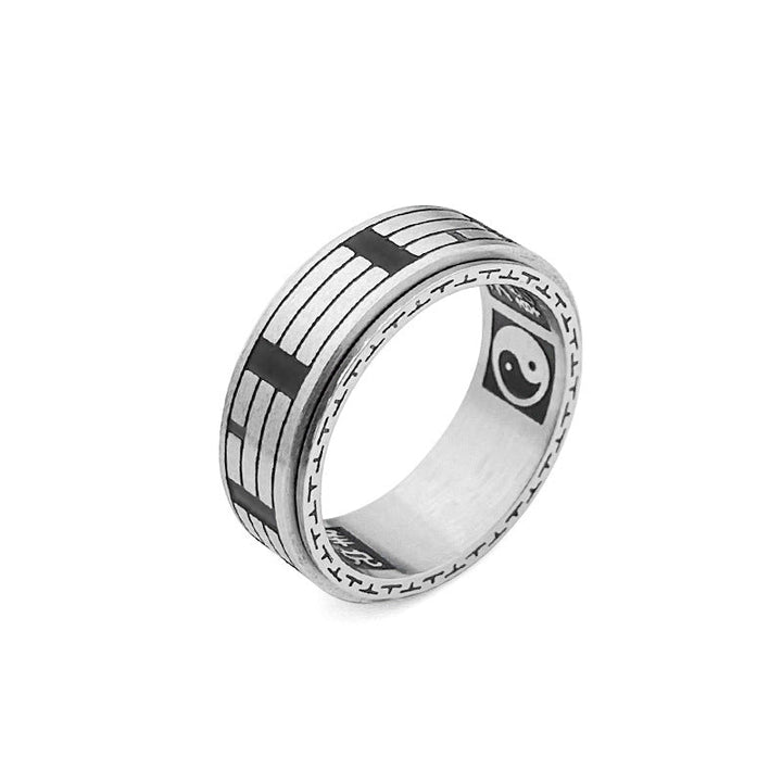 Ring Titanstahl mit Bagua Yin Yang Balance Symbol