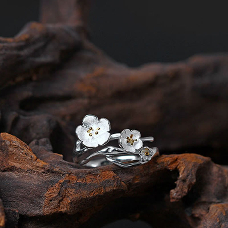 Silber Ring 925 Pflaumenblüte – Balance, eleganter Schmuck mit Blütendesign