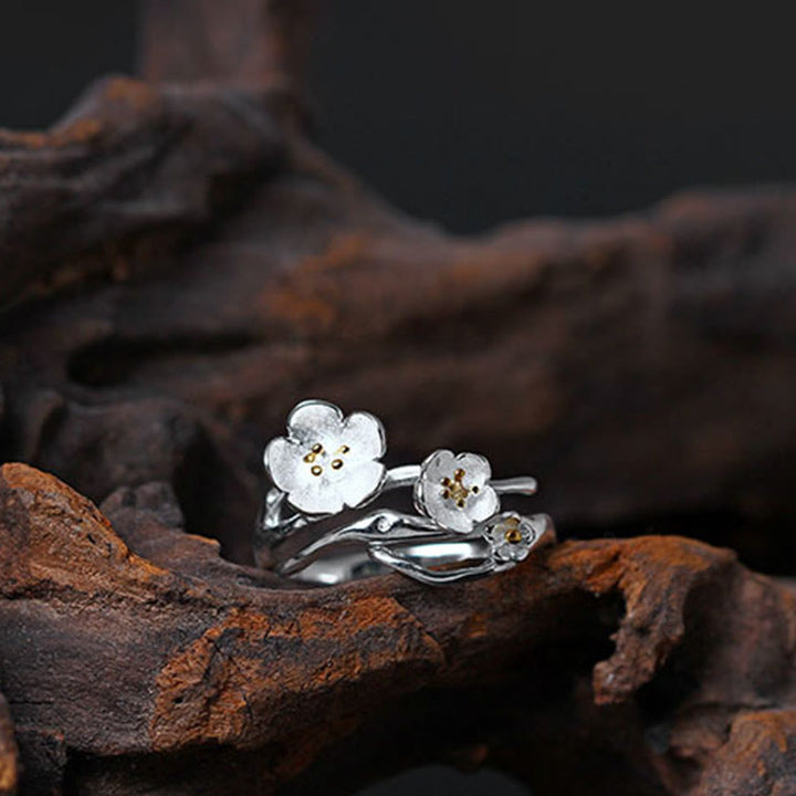 Silber Ring 925 Pflaumenblüte – Balance, eleganter Schmuck mit Blütendesign