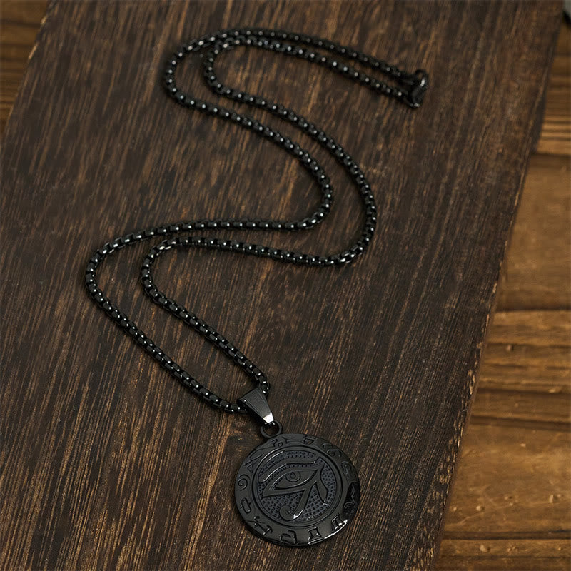 Kette Titanstahl Böses Auge Balance schwarze Perlen Anhänger Schmuck