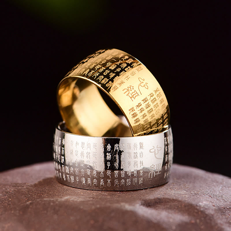 Ring Titanstahl Tibetisches Siegel Herzsutra Balance Fengshui Schutz Glück