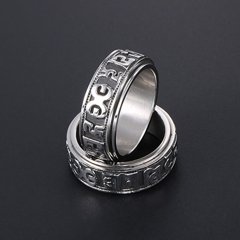 Ring Titanstahl Om Mani Padme Hum – Balance Schutz Harmonie