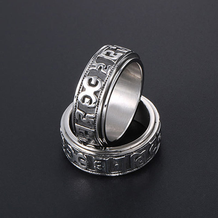 Ring Titanstahl Om Mani Padme Hum – Balance Schutz Harmonie
