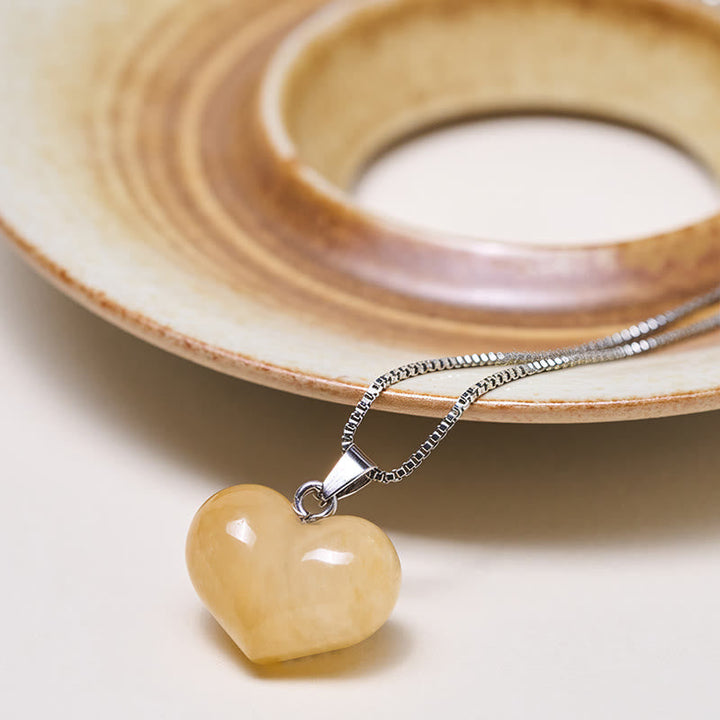 Topas Herz Kette Anhänger gelblicher Naturstein elegant Balance