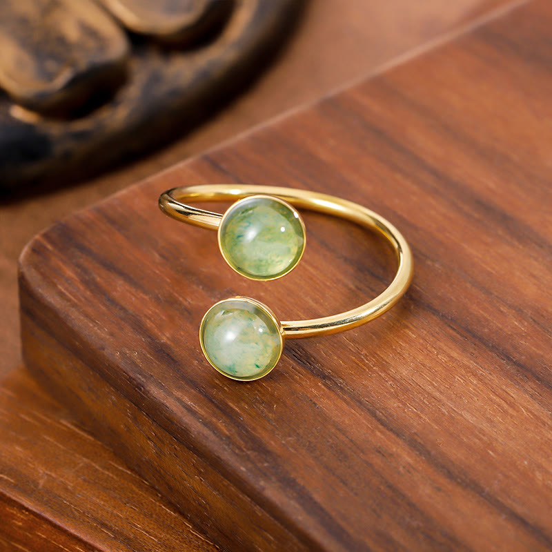 Jadeit Ring Titanstahl Balance & Ruhe Armschmuck Fengshui