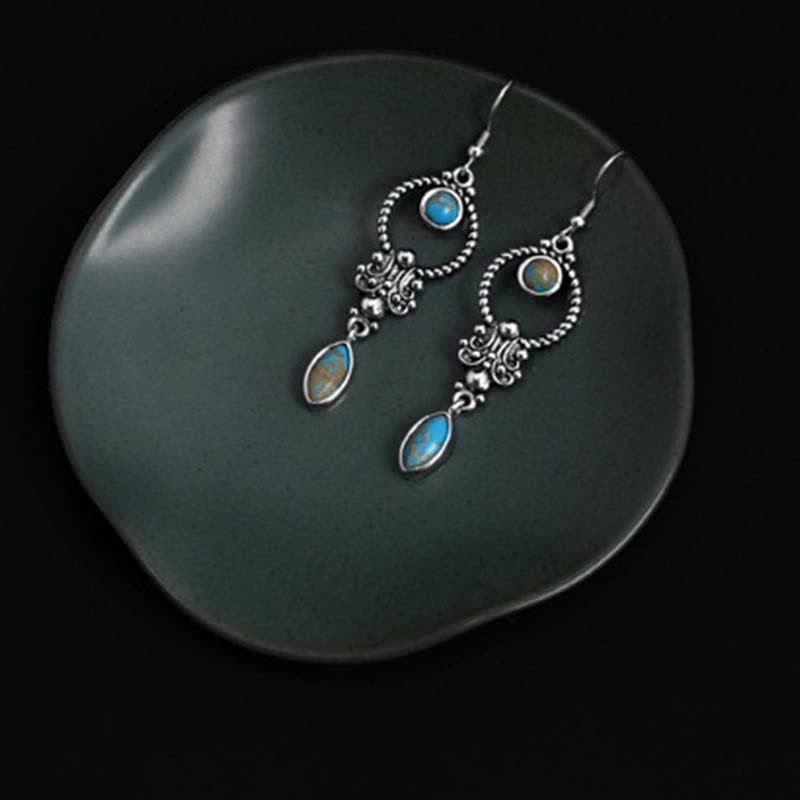 Türkis Ohrringe Wassertropfen Silber Boho Schmuck spirituell Ohrhänger Balance