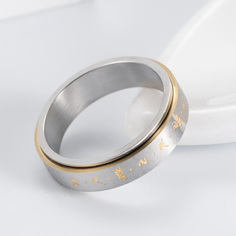 Ring Titanstahl Mantra Balance mit Gold Streifen Schutz Energie