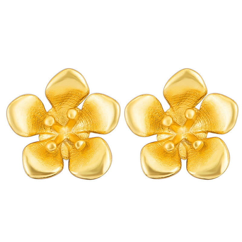Pfirsichblüte Ohrringe Gold Blume Boho Schmuck spirituell Ohrstecker Balance