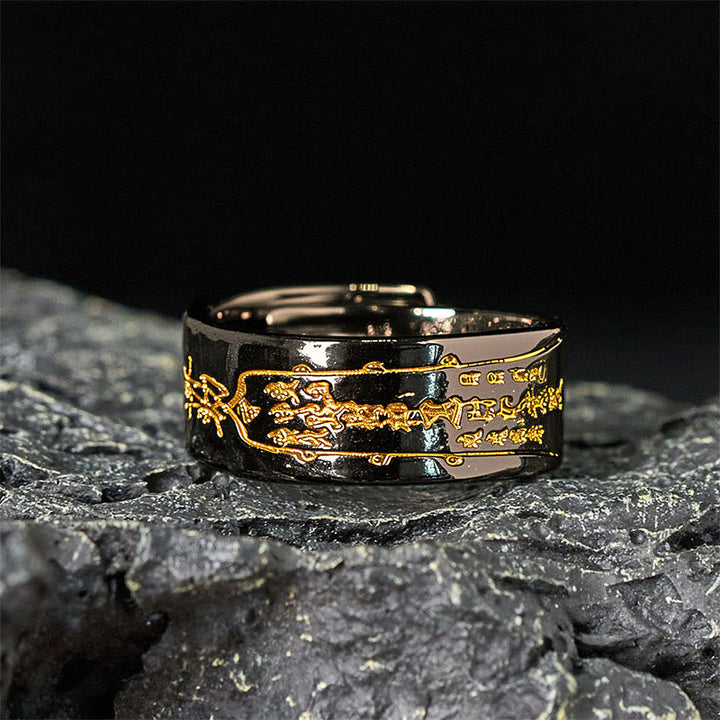 Ring Kupfer Mantra Balance mit Pixiu Drachendesign Fengshui