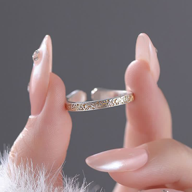 Ring 999er Silber Katzenpfote Muster Fengshui Balance Glück