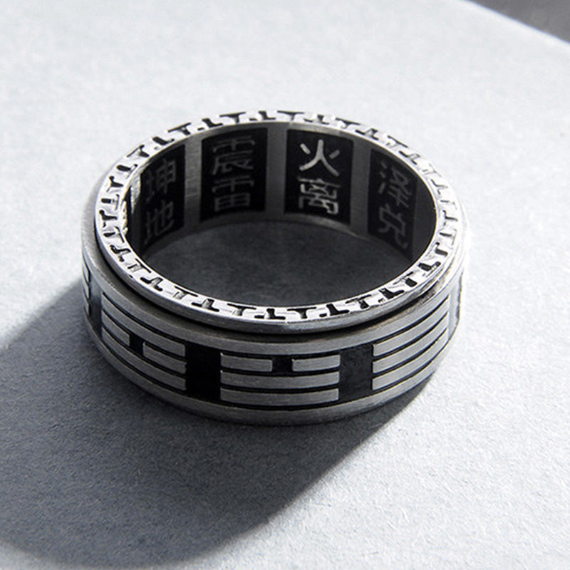 Ring Titanstahl fünf Elemente Yin Yang Balance Fengshui Schutz Energie