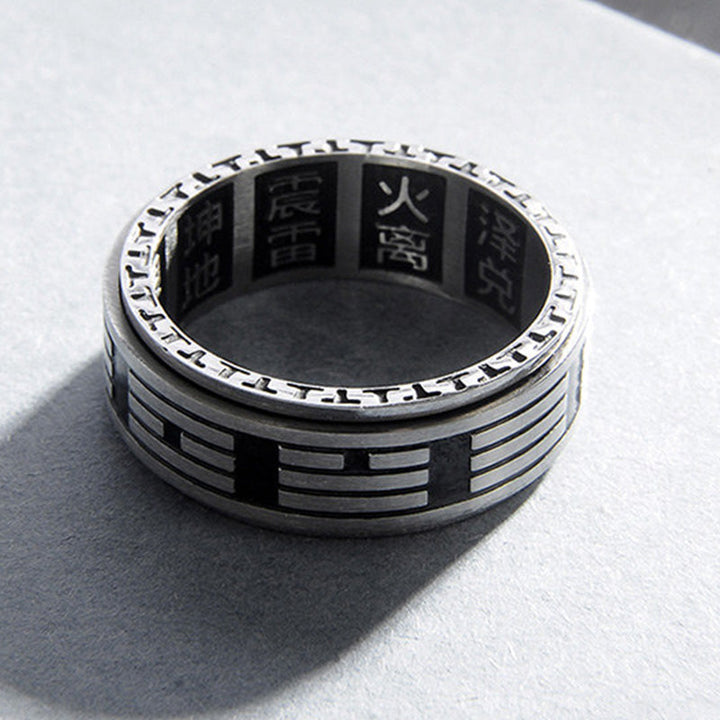 Ring Titanstahl fünf Elemente Yin Yang Balance Fengshui Schutz Energie