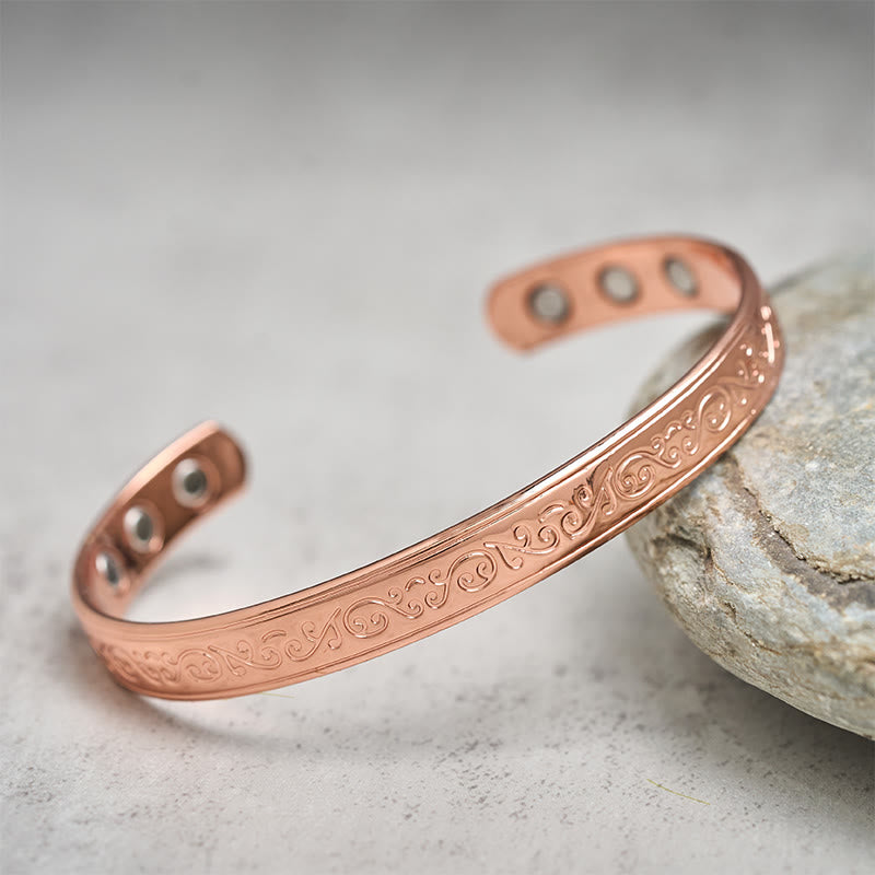 Armband Kupfer Engraved Patterned Balance graviert magnetisch offen Handgelenk Schmuck