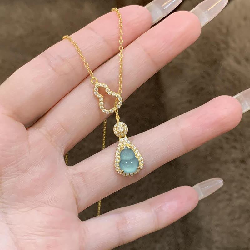 Kette Bunte Kürbis Kupfer Balance Anhänger Naturstein eleganter Schmuck