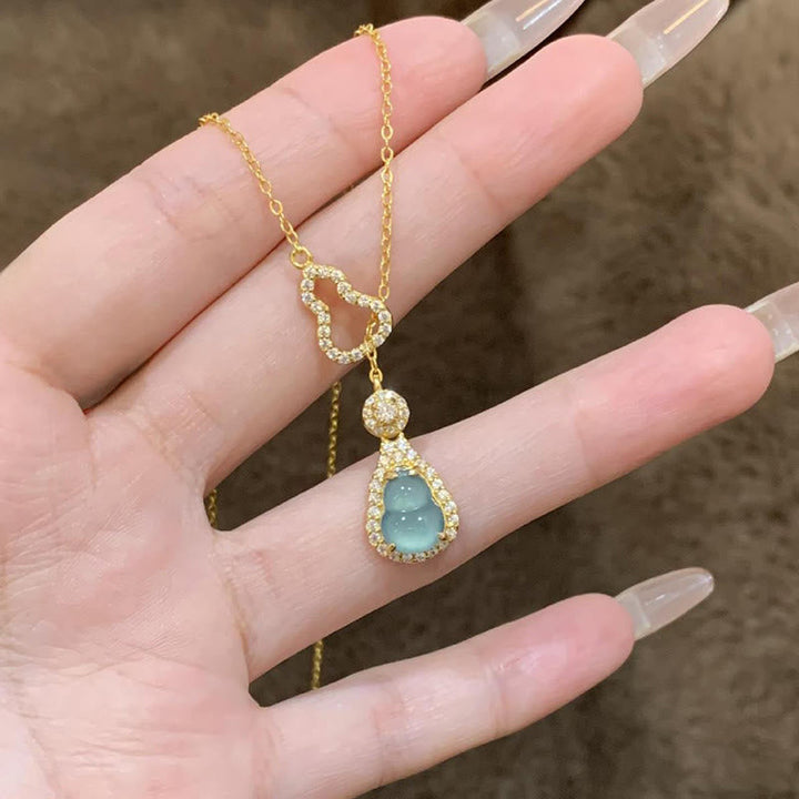Kette Bunte Kürbis Kupfer Balance Anhänger Naturstein eleganter Schmuck