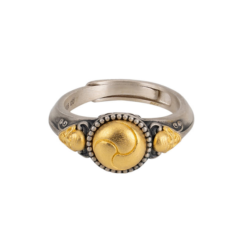 Ring 925 Silber Vergoldet Yin Yang Balance Fengshui Energieschutz Fingerring