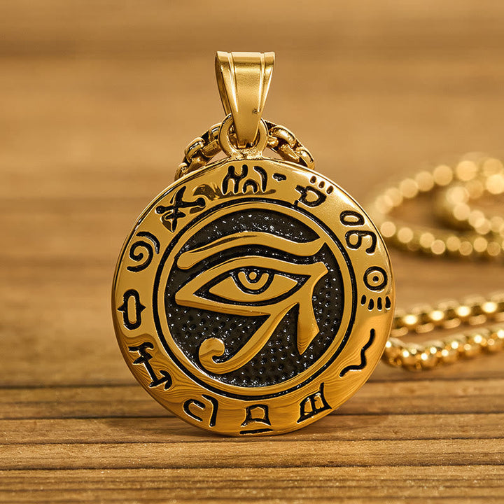 Titanstahl Kette Böses Auge Balance Symbol goldener Anhänger