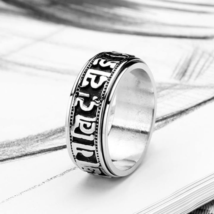 Ring Titanstahl Om Mani Padme Hum Balance Chakra Schutz Meditation