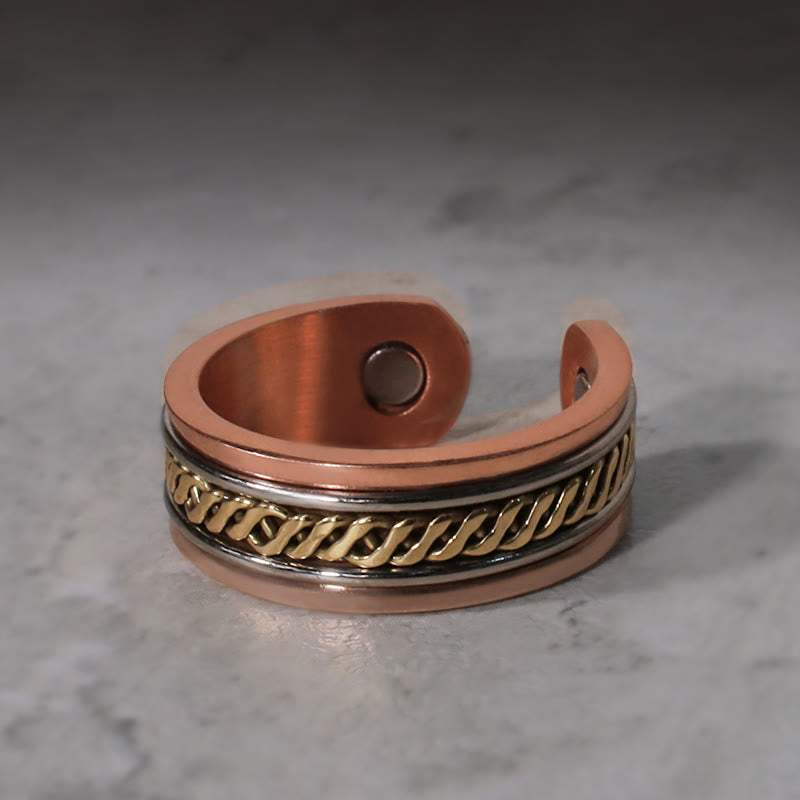 Ring Magnetischer Kupfer – Balance mit Golddekor Heilstein Glück