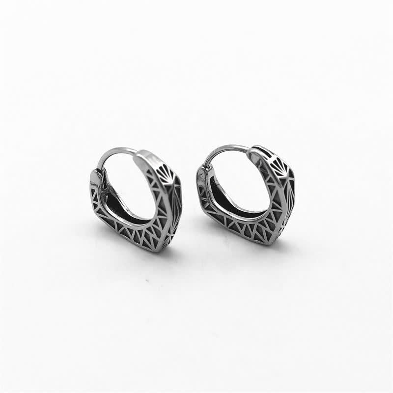 Ohrringe Titanstahl Wikinger Creolen Balance geometrisch Silber Schmuck spirituell