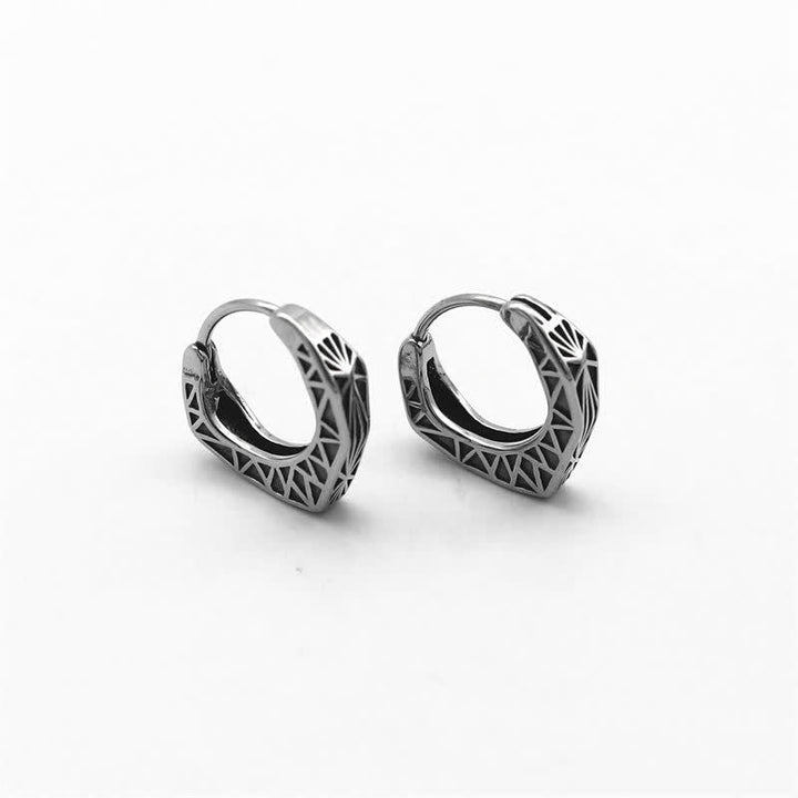 Ohrringe Titanstahl Wikinger Creolen Balance geometrisch Silber Schmuck spirituell
