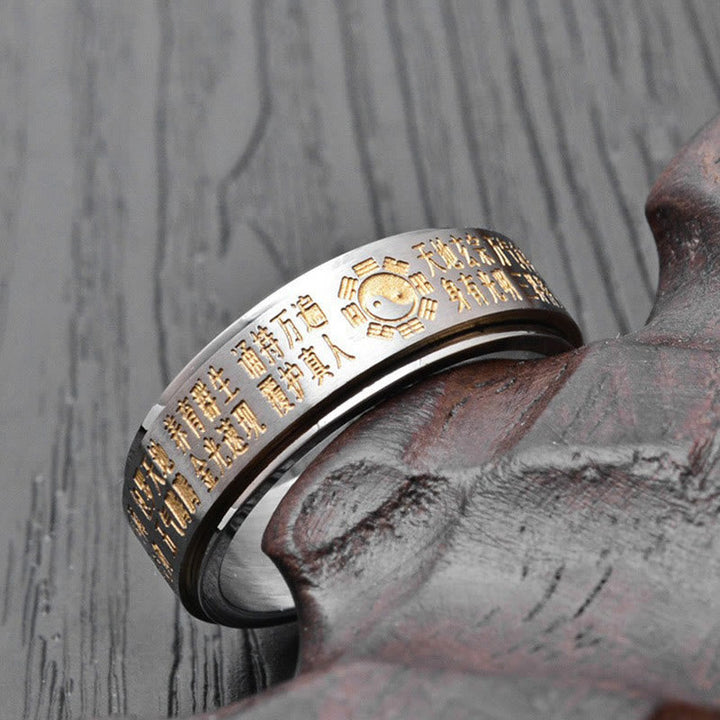 Ring Titanstahl Yin Yang Bagua Balance Fengshui Schutz Glück