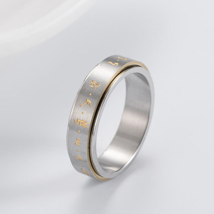 Ring Titanstahl Mantra – Balance mit Gravur Meditation Schutz