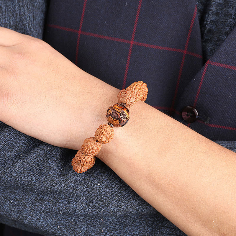 Kupfer Bodhi Pixiu Armband Handgelenk elastisch Naturstein Glück Wohlstand getragen