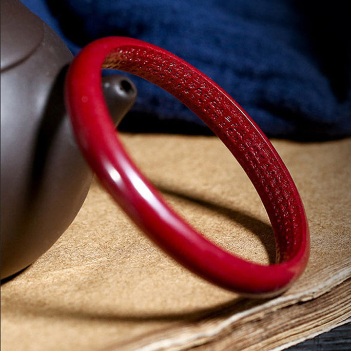 Rotes Zinnober Armband Herzsutra Segen eleganter Naturstein Armreif