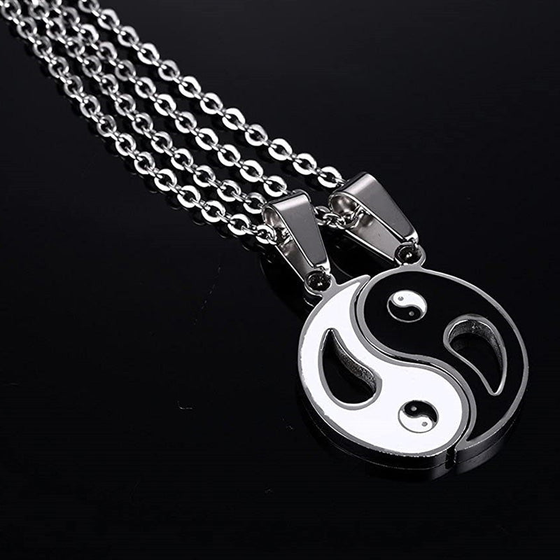 Kette Yin Yang Stein – Bild 6 – Silberne Kette Yin Yang Anhänger zwei Teile teilbar Freundschaftskette