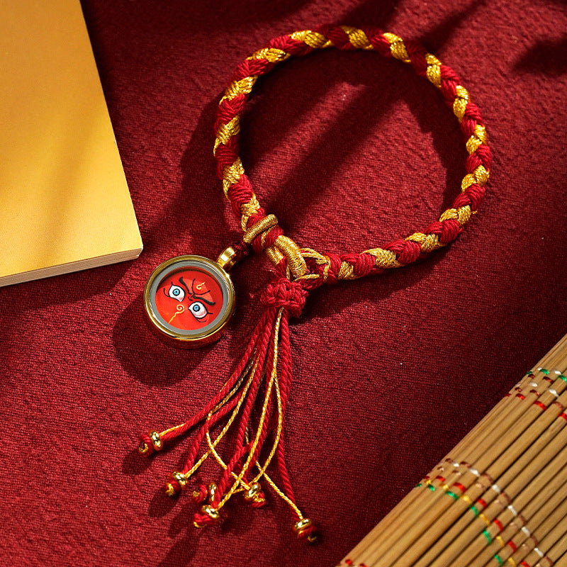 Armband Drachen Glück Wohlstand Energie rotes Gold Seidenkordel Schmuck.