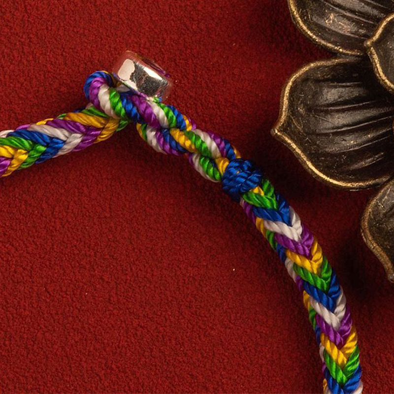 Regenbogen geflochtenes Armband Glück Seil bunt elastisch.