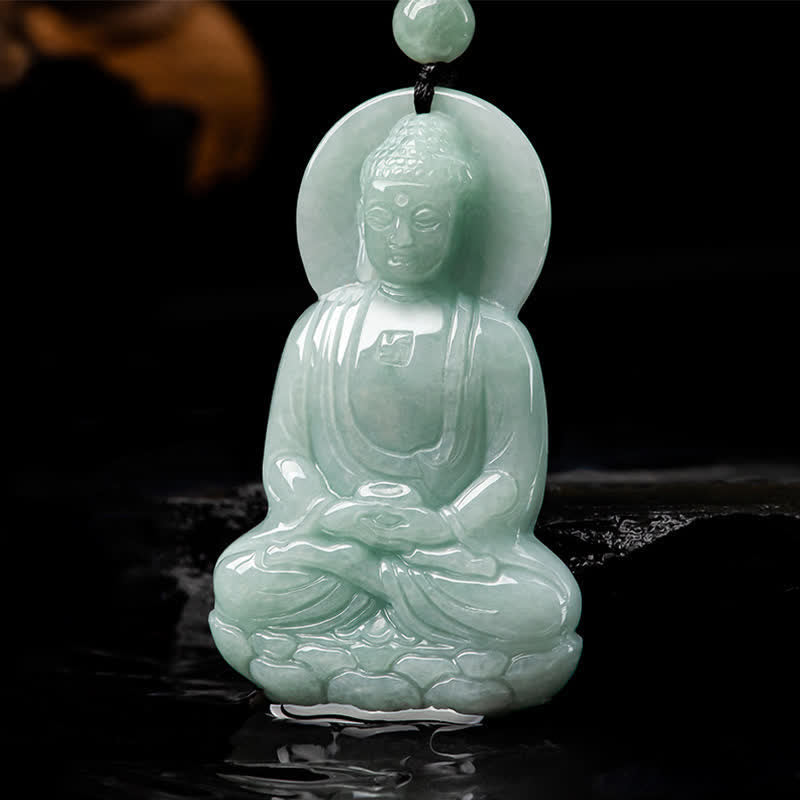 Anhänger Kette Jade Amitabha Buddha Mitgefühl grün