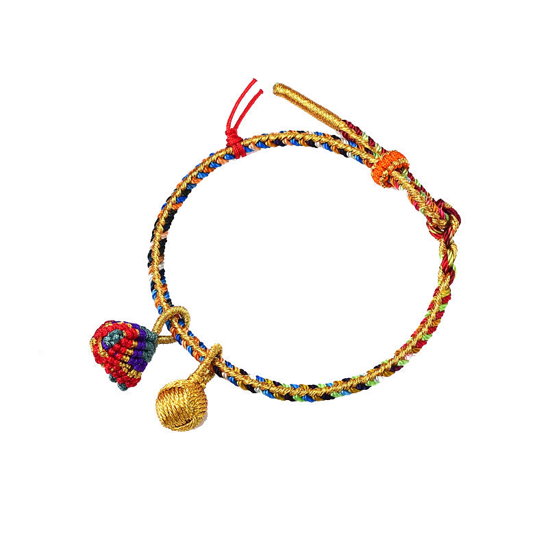 Buntes Zongzi Armband mit goldenen Perlen und roten Bändern Glück.