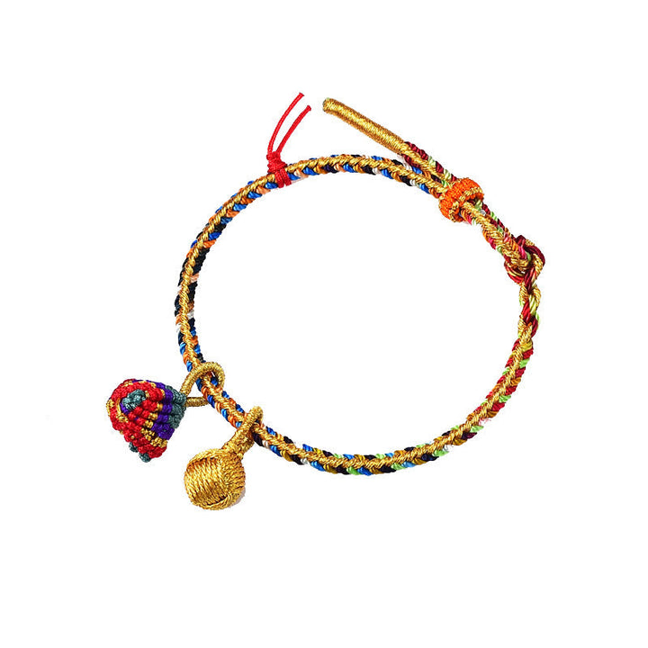 Buntes Zongzi Armband mit goldenen Perlen und roten Bändern Glück.