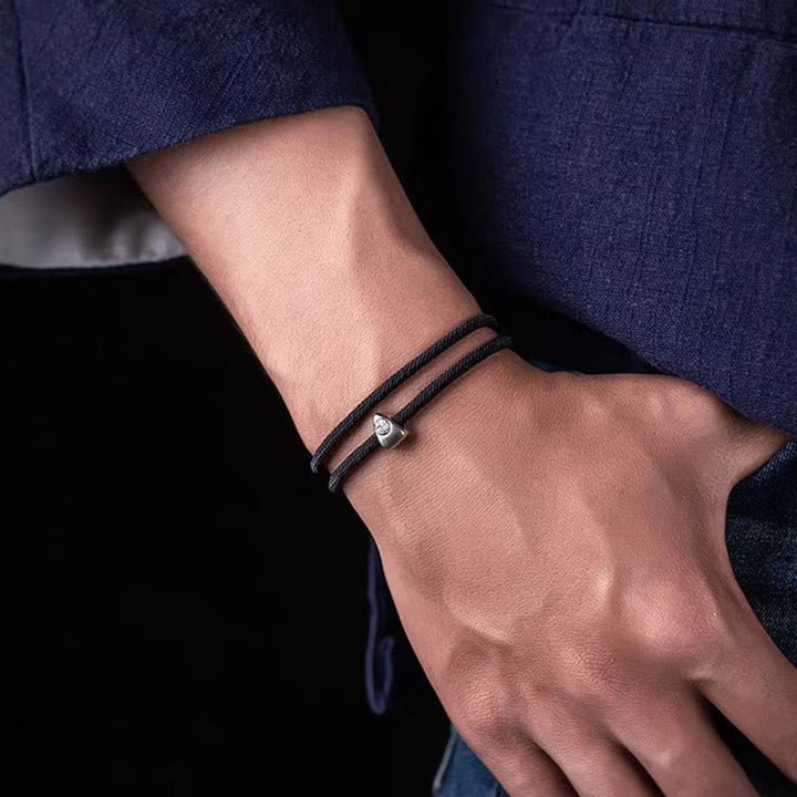 Armband 925 Silber Fu Zeichen Segen Handgemacht Geflochten