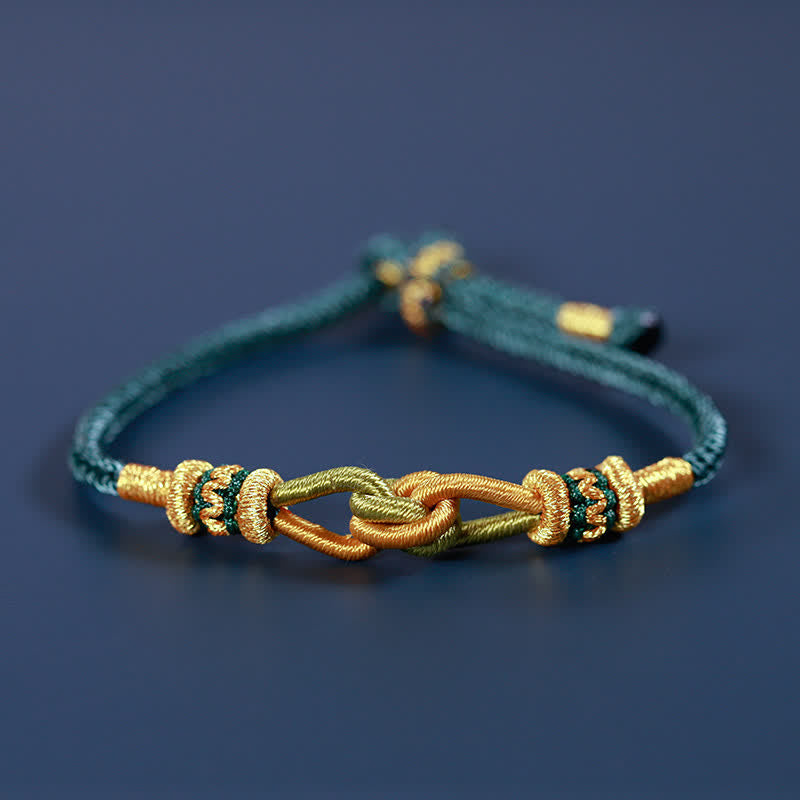 Armband Knotting Faith Stärke geflochten türkis goldene Perlen Knoten