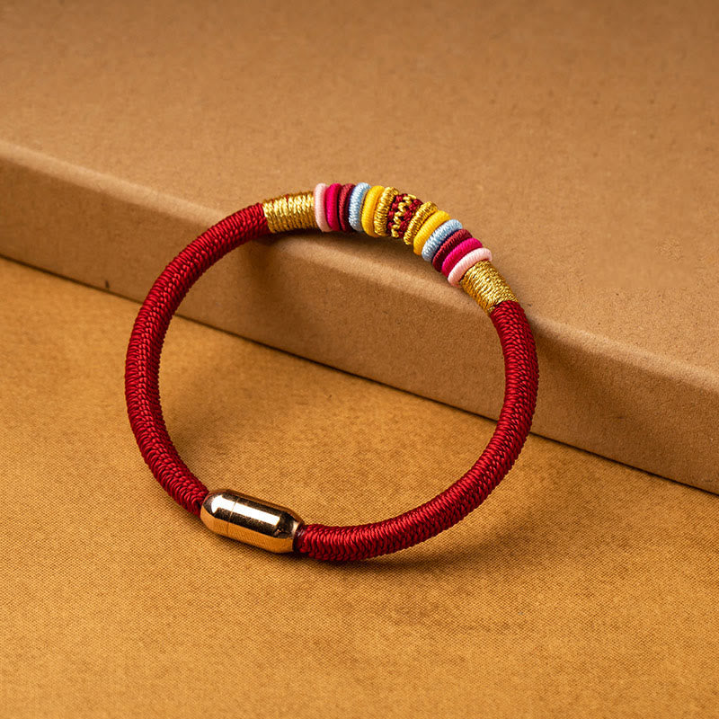 Rotes elastisches Armband magnetisch mit bunten Perlen Verschluss