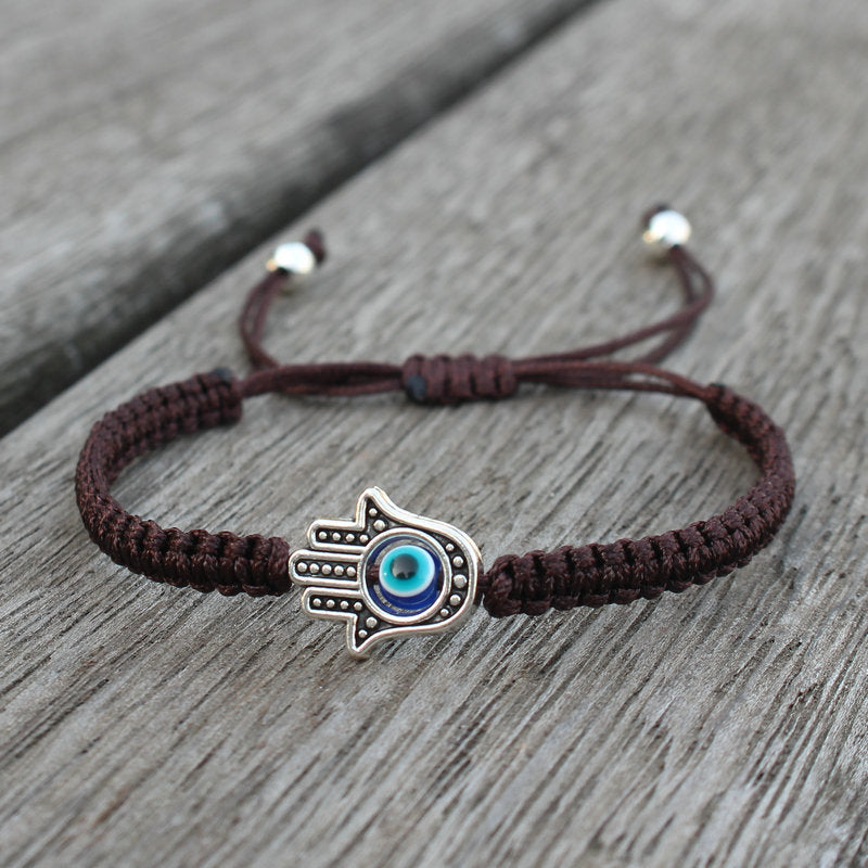 Schutzarmband Hamsa Symbol Evil Eye Schnur